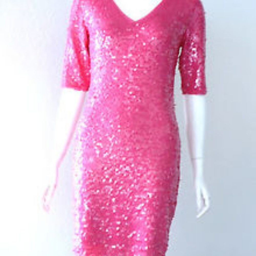BCBG Max Azria Pink Sequin Maura Begonia Dress